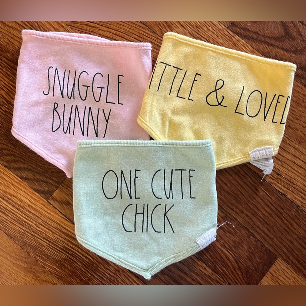 Rae Dunn Baby Spring Pastel Colored Unisex Bandana Bib Set of 3